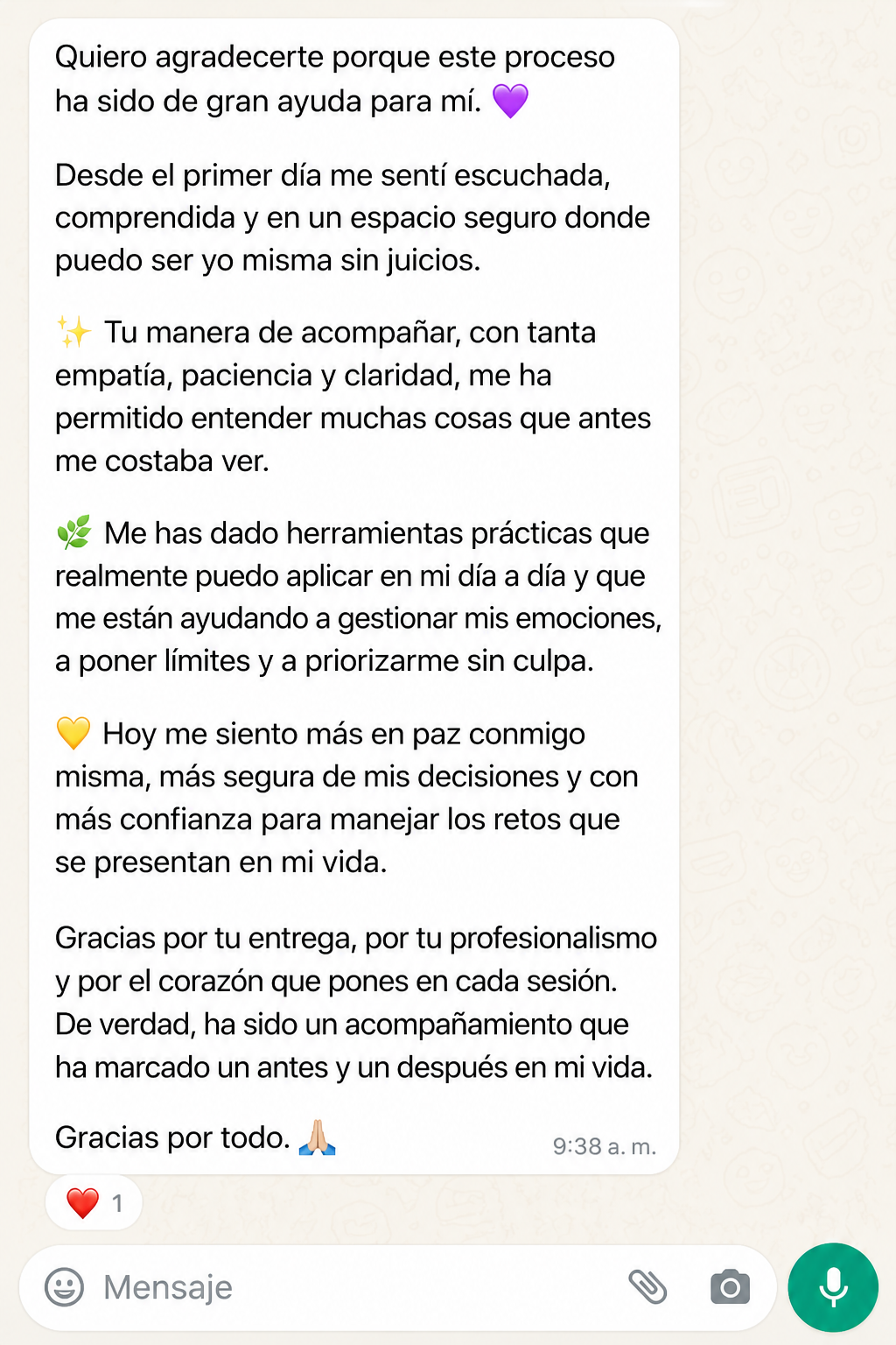 Testimonio 2 de una clienta de Alma en Ruta