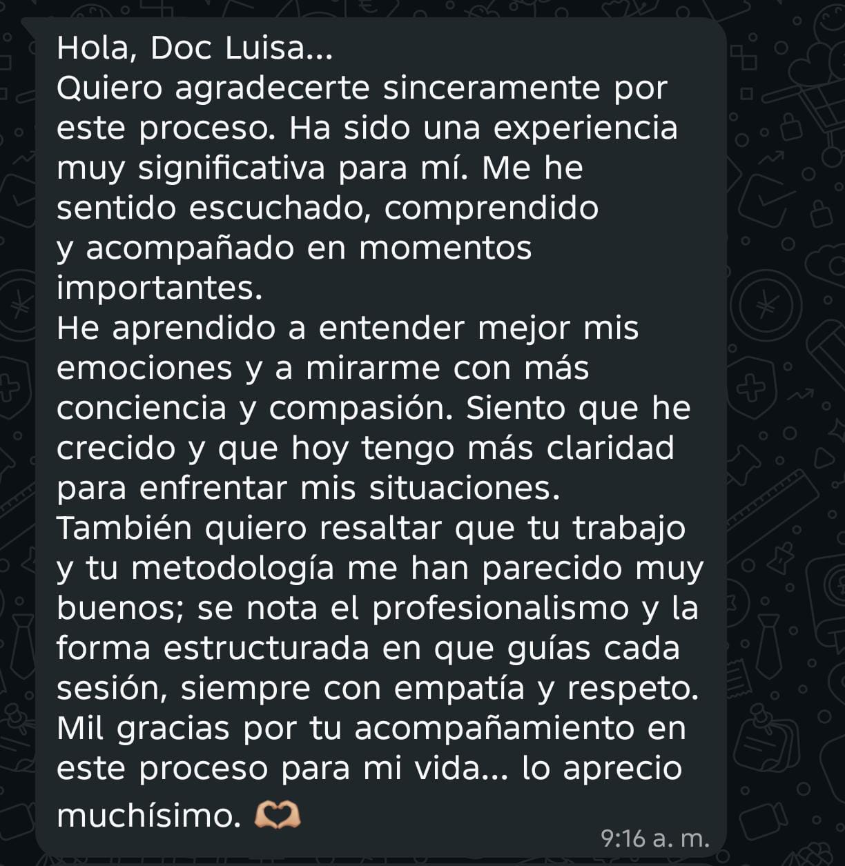 Testimonio 1 de paciente de Luisa Toro